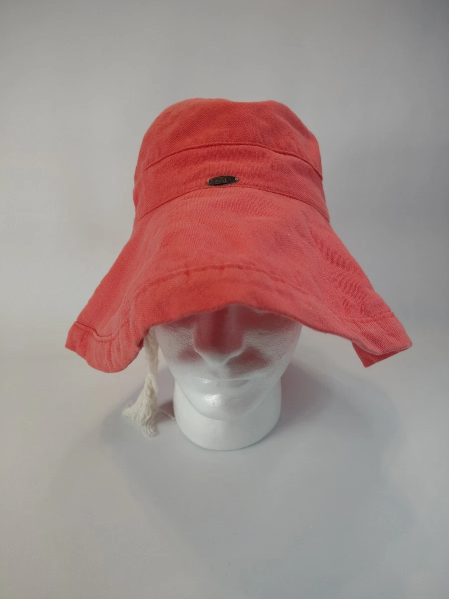 Scala Collezione Made in Italy Peach Pink Inner Drawstring Beach Linen Buket Hat Scala Pink One Size Hats for Women for sale | eBay main image 4