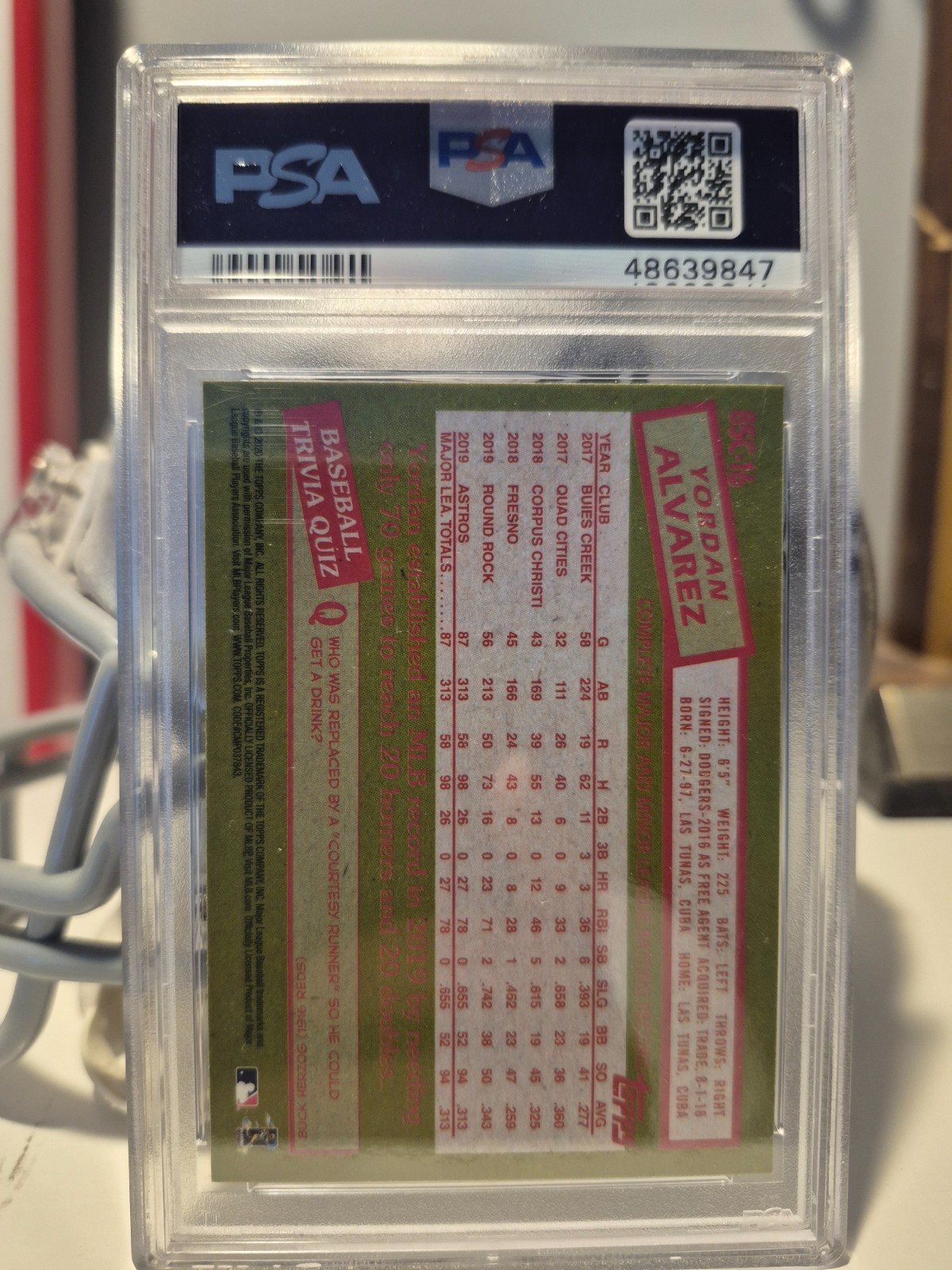 2020 Topps #85C-16 Yordan Alvarez 1985 Chrome Silver Pack PSA 10 RC Rookie view 2