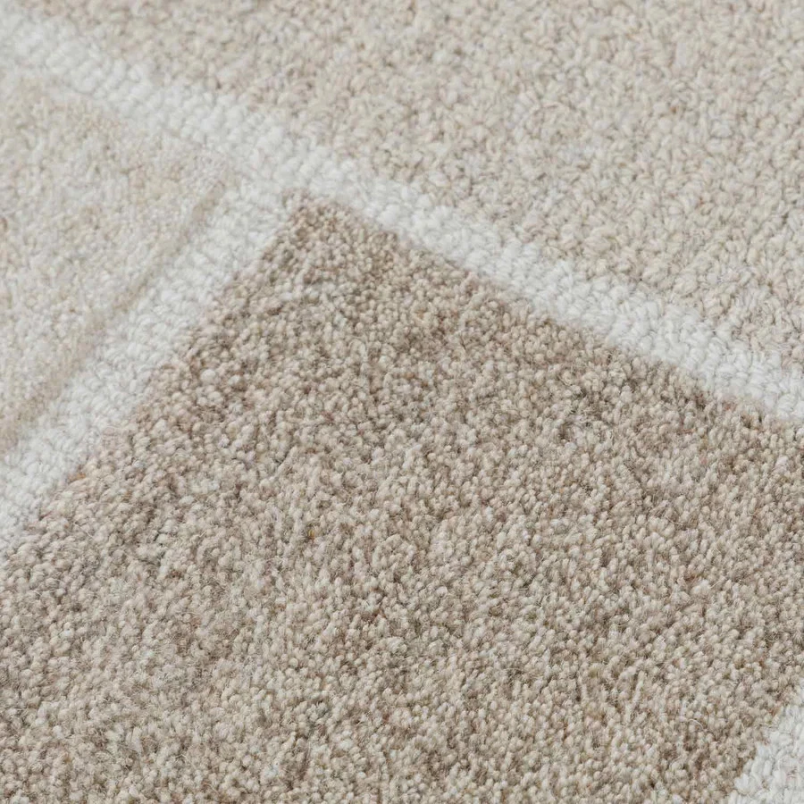 Modern Color Beige Hand Tufted Woollen Rug Design Area Handmade Carpet Rug - Image 3 of 4