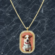 Amazing Cute Dog Puppy Pendant Necklace Printed Design Delicate Gold Tone Best
