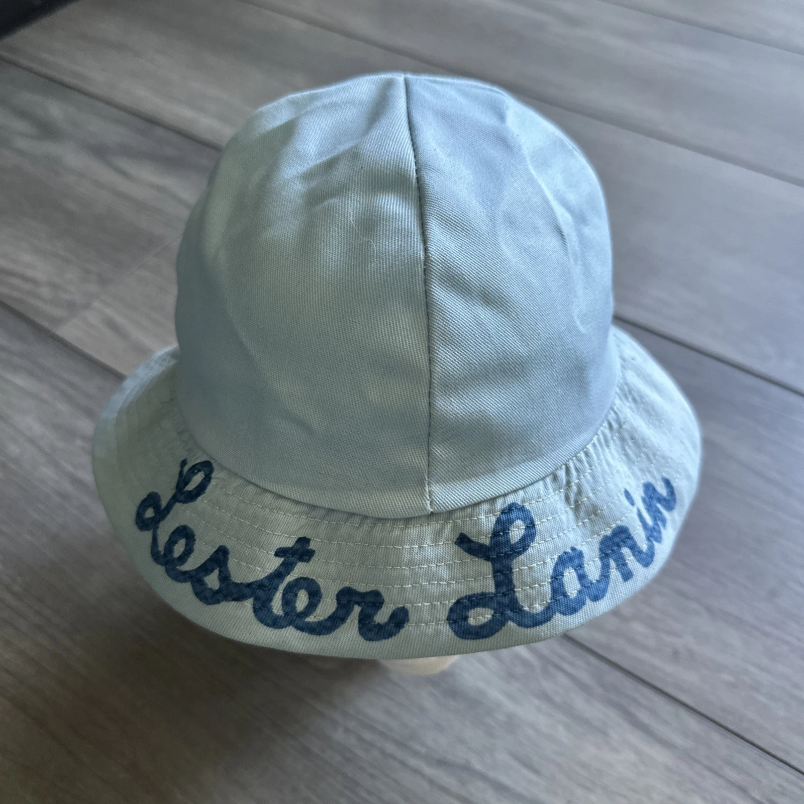 VINTAGE Lester Lanin Orchestra Bucket Hat Band Cap Souvenir Light Blue Union USA