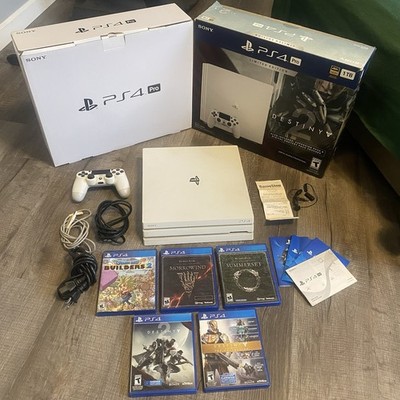Sony PlayStation 4 Pro 1TB Glacier White-Destiny 2 Limited Edition Bundle +Games