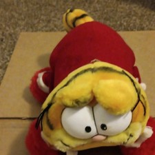 Fun Farm Garfield Plush Stuffed Animal in Red Outfit, 1987
