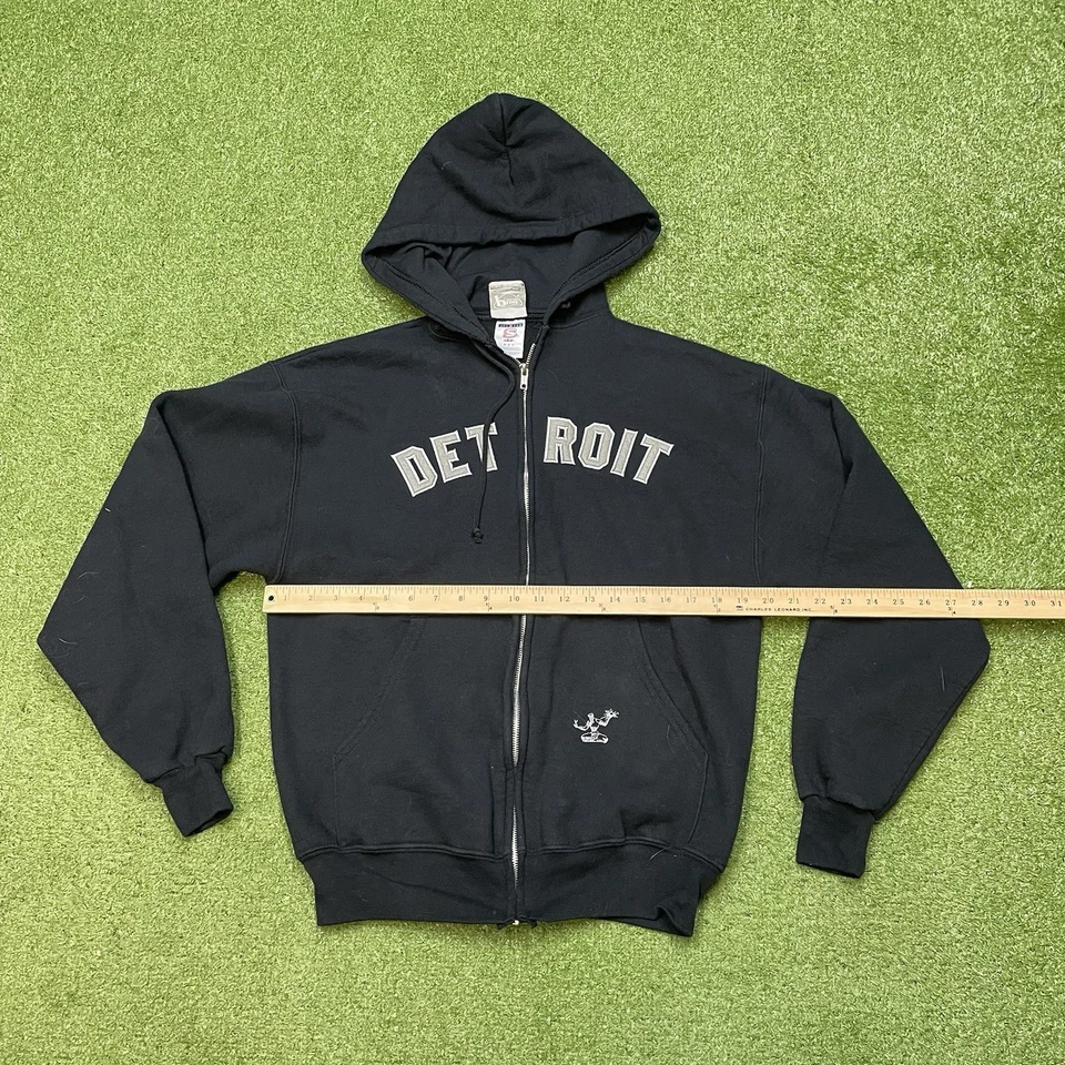 Pure Detroit Detroit Hoodie Full Zip Black Hoodie Sweatshirt Size Medium - Image 4 of 4