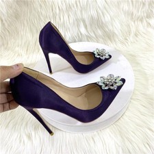 Women's Rhinestone Decor Shoes Pointed Toe High Heels Office Wedding Party Pumps