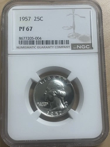 1957 Washington Quarter 25c NGC PF67 Early 90% Silver Proof PR/PF 67