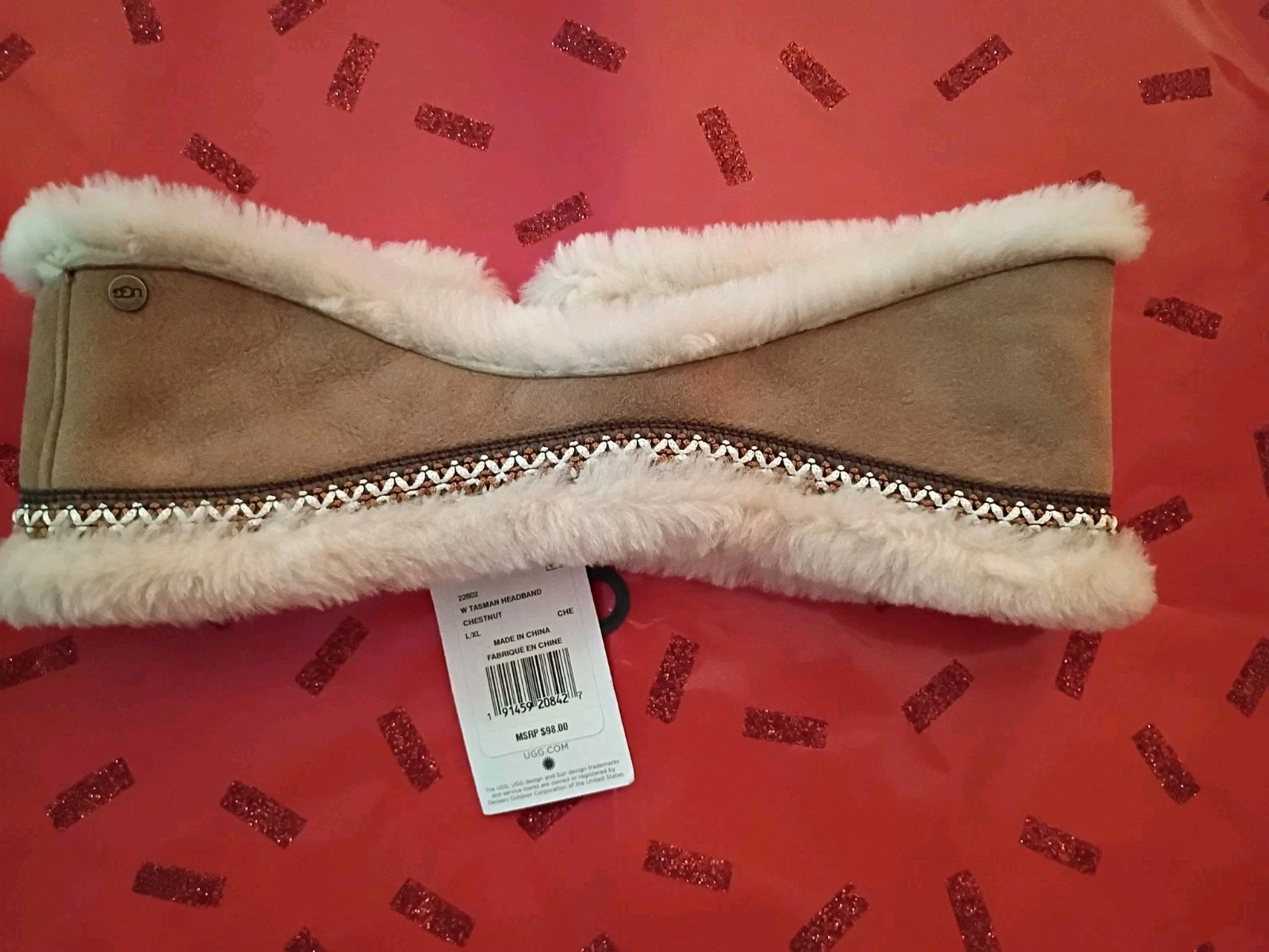 Ugg Shearling Headband Chestnut New with Tags L/XL Keep Cozy Warm and Stylish