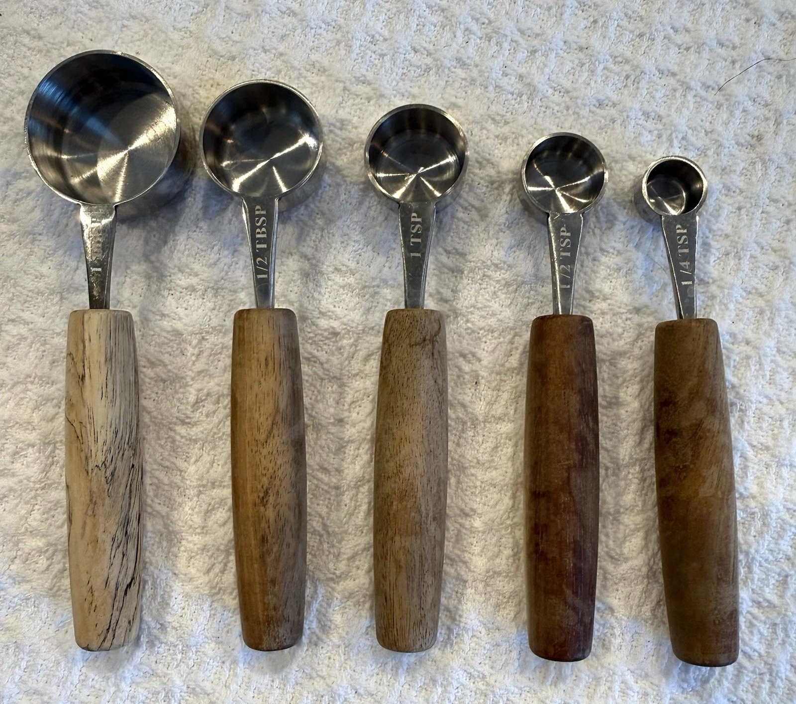 Vintage Wooden Handle Measuring Spoons Stainless Steel Mid Century Kitchen
Opens in a new window or