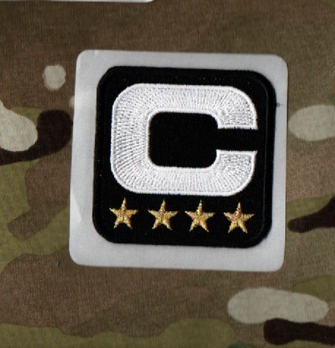 2025 Football Season BLACK Generic 3 -⭐⭐⭐ - Star Stick-on CAPTAIN White C-PATCH - Picture 4 of 5