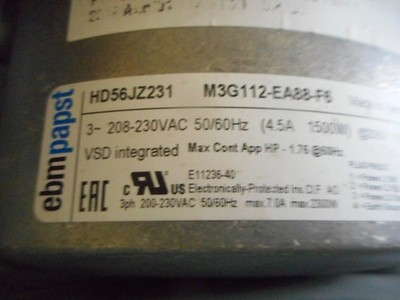 EBMPAPST HC52JZ231, BLOWER MOTOR M3G084-GF09