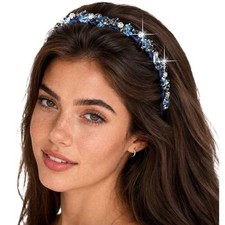 Bling Shining Rhinestone Teeth Comb Headbands - 1 Count - Blue - Pack of 1