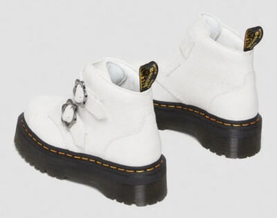 Dr Martens Devon Flower Leather Platform Buckle Boots Women US 10