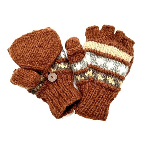 REDDISH BROWNのKNIT GLOVE Brown Beige and knit retro winter gloves mens size 8-9 | eBay