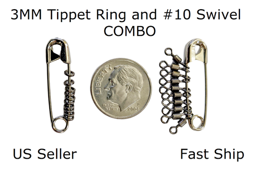 3mm Tippet Ring & #10 Mini Swivel Fly Leader *COMBO* Steelhead/Salmon FREE SHIP - 第 1/5 張圖片