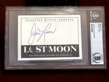 JIM LOVELL APOLLO 13 ASTRONAUT SIGNED AUTO VINTAGE LOST MOON BOOKPLATE BECKETT