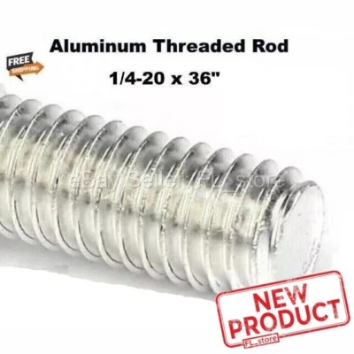SELECT Aluminum Threaded Rod 1/4-20 x 36" Grade T6061 3 Feet Length All Thread NEW