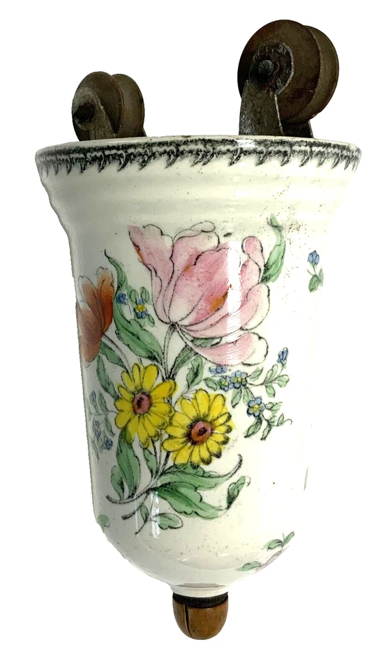 Ancien CONTREPOIDS en porcelaine fleurie pour lustre " monte et baisse " XIXème - Photo 4/4