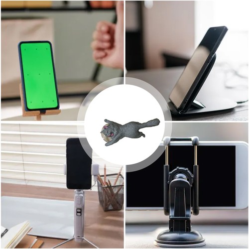 Cute Cat Phone Holder Suction Cup Desktop Stand Kitten Kids Toy Gift - Photo 12 sur 12
