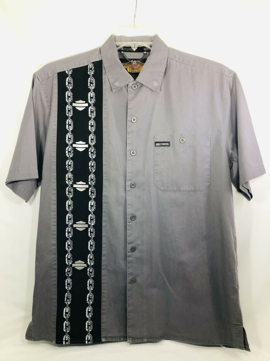 Harley Davidson Men's Button Shirt Chain Links Work Biker