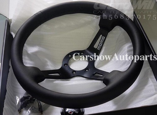 MOMO fullspeed 350mm 14' Genuine Leather Deep Cone 3.5' Sport Steering Wheel - Picture 4 of 4