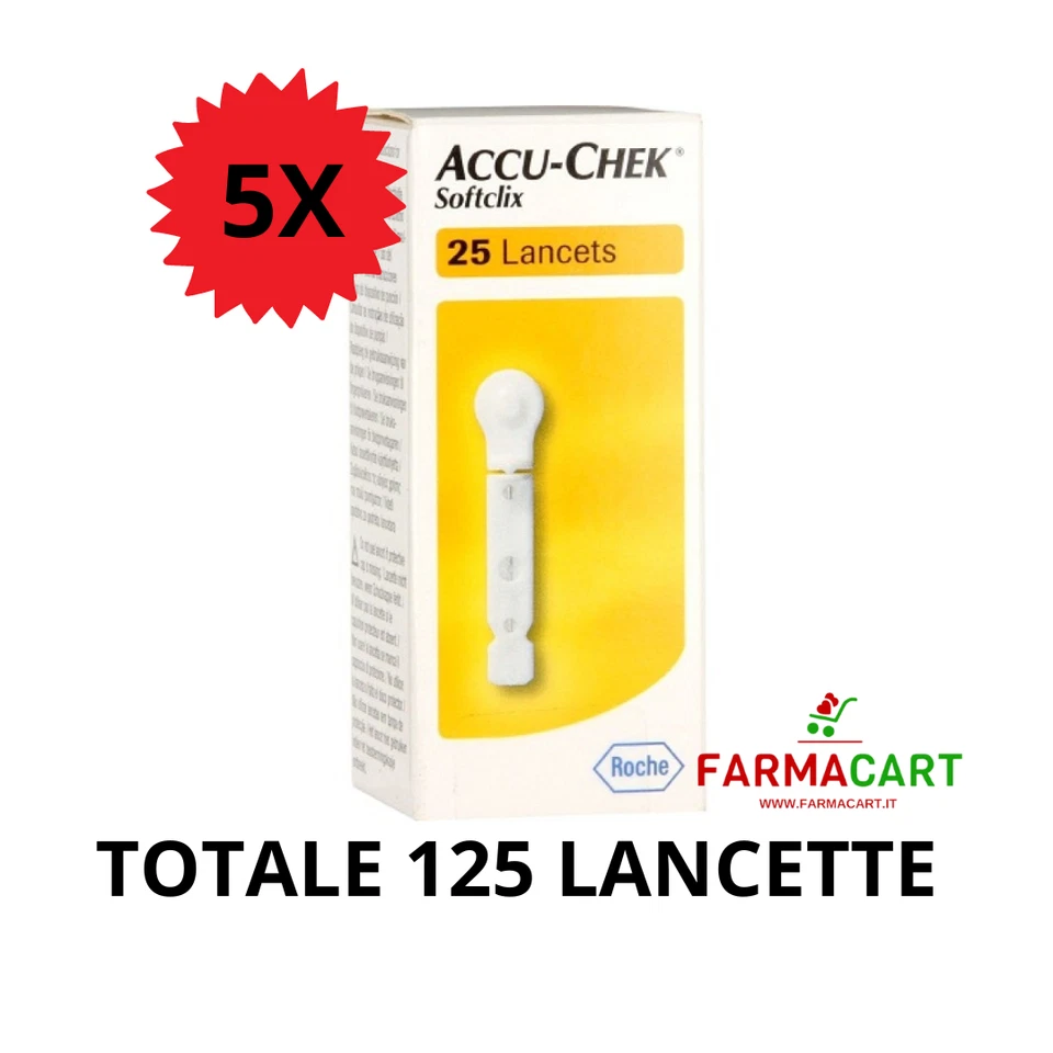 5x25=125 ACCU-CHEK lancette pungidito monouso diabetici glicemia softclix -PROMO