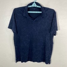 John Varvatos Polo Shirt Mens XL Blue Peace Logo Short Sleeve Casual Stretch