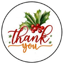 THANK YOU CHRISTMAS BERRIES HOLLY ENVELOPE SEALS LABELS STICKERS