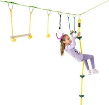 Ninja Hanging Obstacle Course Kit for Kids - 36' Slackline, 8pc Course