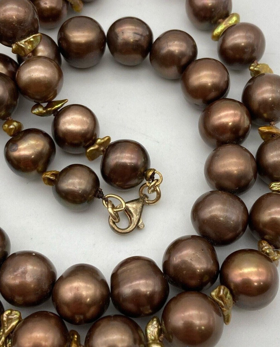 TAHITIAN Brown pearl and baroque pearls necklace and bracelet set