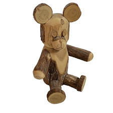 Carved Wood Bear Rustic Teddy Handmade