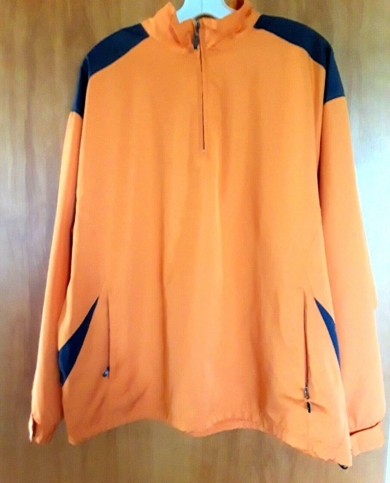 GRAND SLAM Men's Medium Golf Pullover Windbreaker Jacket 1/4 zip front Orange - Image 2 of 4