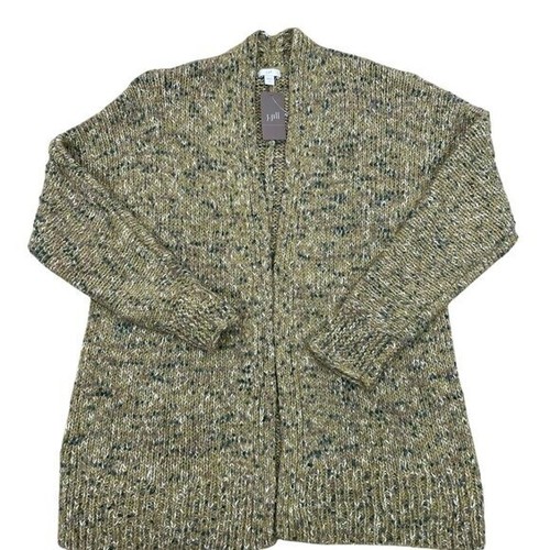 J. Jill NEW Cotton Blend Speckled Knit Open Front Cardigan Size LP Light Green - Picture 4 of 9