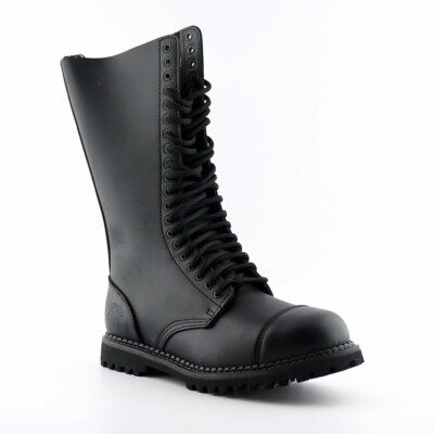 Grinders King CS Schwarz 20 Loch Herren Damen Kappe Stahlkappe Stiefel Leder