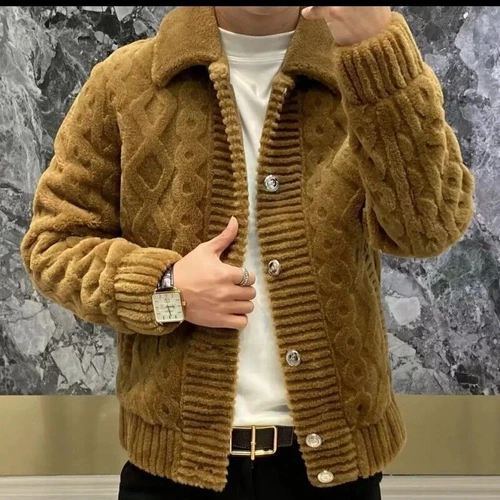 Fall Lapel Sweater Jacket Men's Casual Cardigan Sweater Fashion Long Sleeve Tops