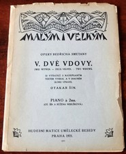 SMETANA THE TWO WIDOWS 10 EXCERPTS PIANO SOLO SHEET MUSIC BOOK (1921) PRAGUE