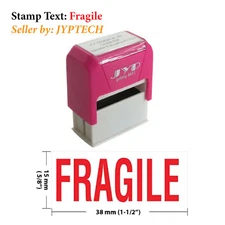 Fragile - JYP 4911R Self Inking Rubber Stamp -5/8” x 1-/2” (15 x 38 mm)