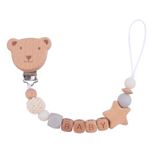 Schnullerkette mit Namen Blume aus Silikon Natur Holz Junge&Mädchen Geschenk ♥♥♥ - Bild 12 von 13