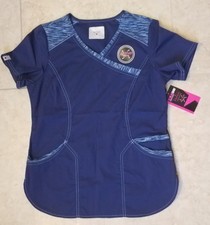 ScrubStar Scrub Top Women size XS Blue Mock Wrap Medical Uniform Nurse Shirt NEW