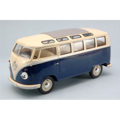 KINSMART 1:24 DIE CAST VOLKSWAGEN VW SAMBA BUS 1962 BLUE AND CREAM ART KT7005