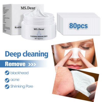 30g Blackhead Remover Cream with 80 PCS Nose Strips Deep Cleansing Peel off Mask