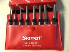 STARRETT 8PC DRIVE PIN PUNCH SET IN CASE #S565PC  #52587 