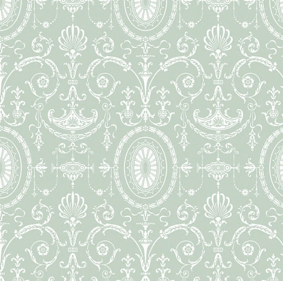Dolls House Wallpaper 1/12th 1/24th Vintage Wedgewood Green Quality Paper #905 - Image 1 of 1