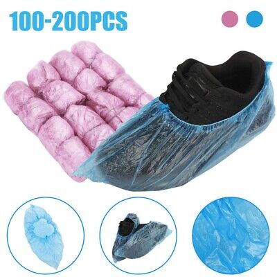 200pcs_Waterproof Boot Covers Plastic Disposable Overshoes Elastic Protect Shoes
