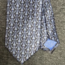 Men's Italo Ferretti Silvi Marina Luxury Silk Tie Italy Blue Geometric 68" x 3.5