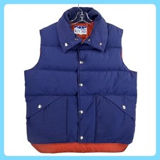 Vintage Down Wind Puffer Vest Men Medium Blue Orange Down Feather Fill Korea