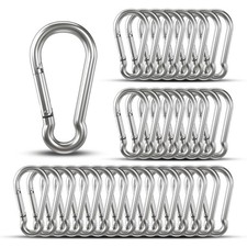 32PCS 1.57" Mini Carabiner Clip Hooks Heavy Duty Spring Snap for Keychain Silver