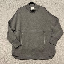 Varley Bay Sweatshirt Womens M Gray Mock Neck Lightweight Doubleface Comfort
