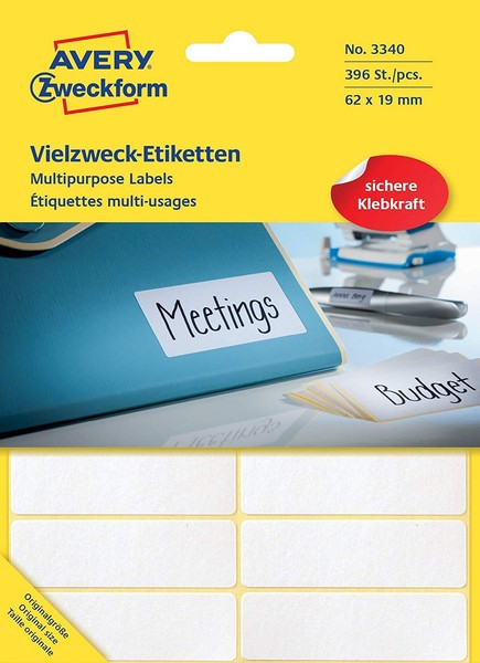 Avery Zweckform Vielzweck Etiketten 62 X 19 Mm Weiß 392 Etiketten-image