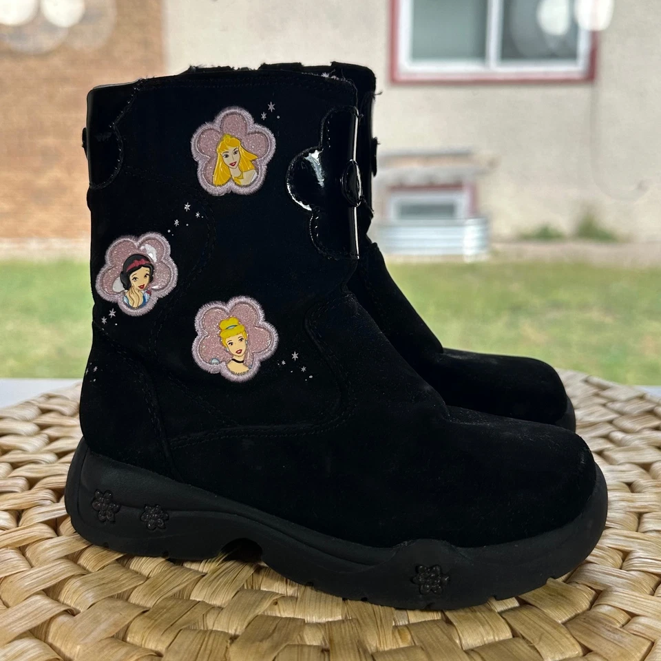 Disney принцесса ребенка ясельного возраста девочек черная замша стороны молнии ботинки Aurora Золушка снег * - Изображение 4 из 4