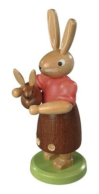 Easter Figure Hasenmutter With Child Coloured Lassiert Small Height 4 5/16in